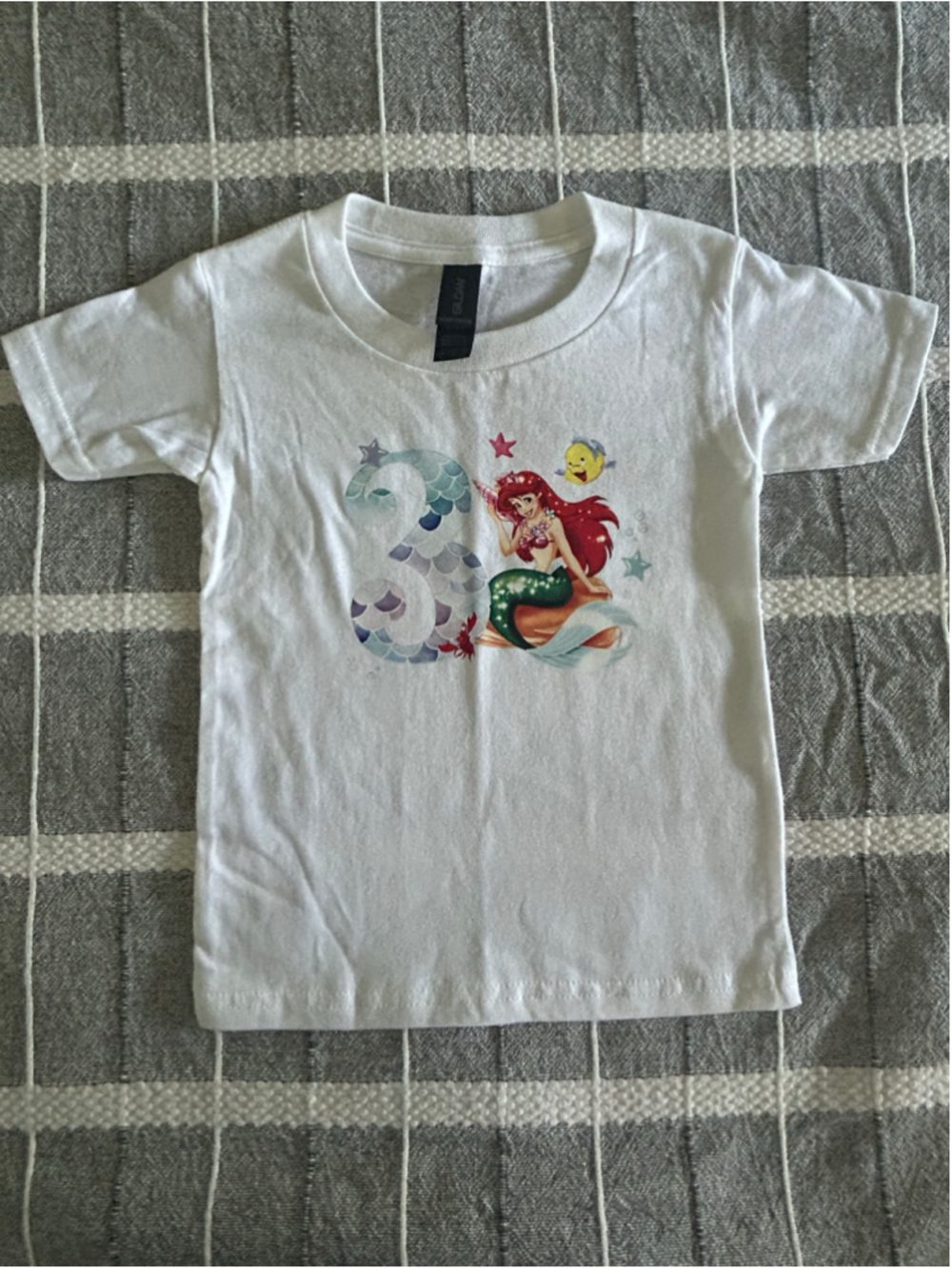 Girls Gildan Little Mermaid Birthday T-Shirt Size 3T White